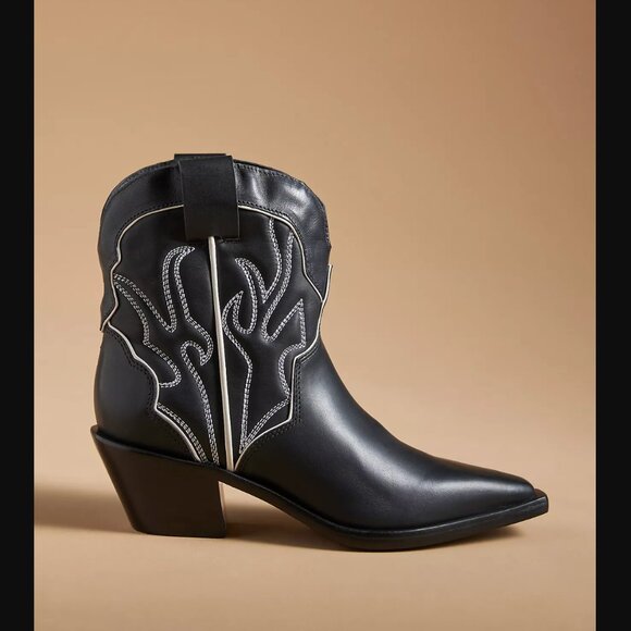 Reformation NEW Otto Mini Western Boots in Black/Ivory Size 7 - Picture 2 of 3